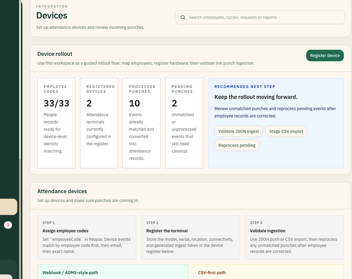 NxtGenSoftware integrations and device operations view